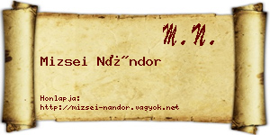 Mizsei Nándor névjegykártya
